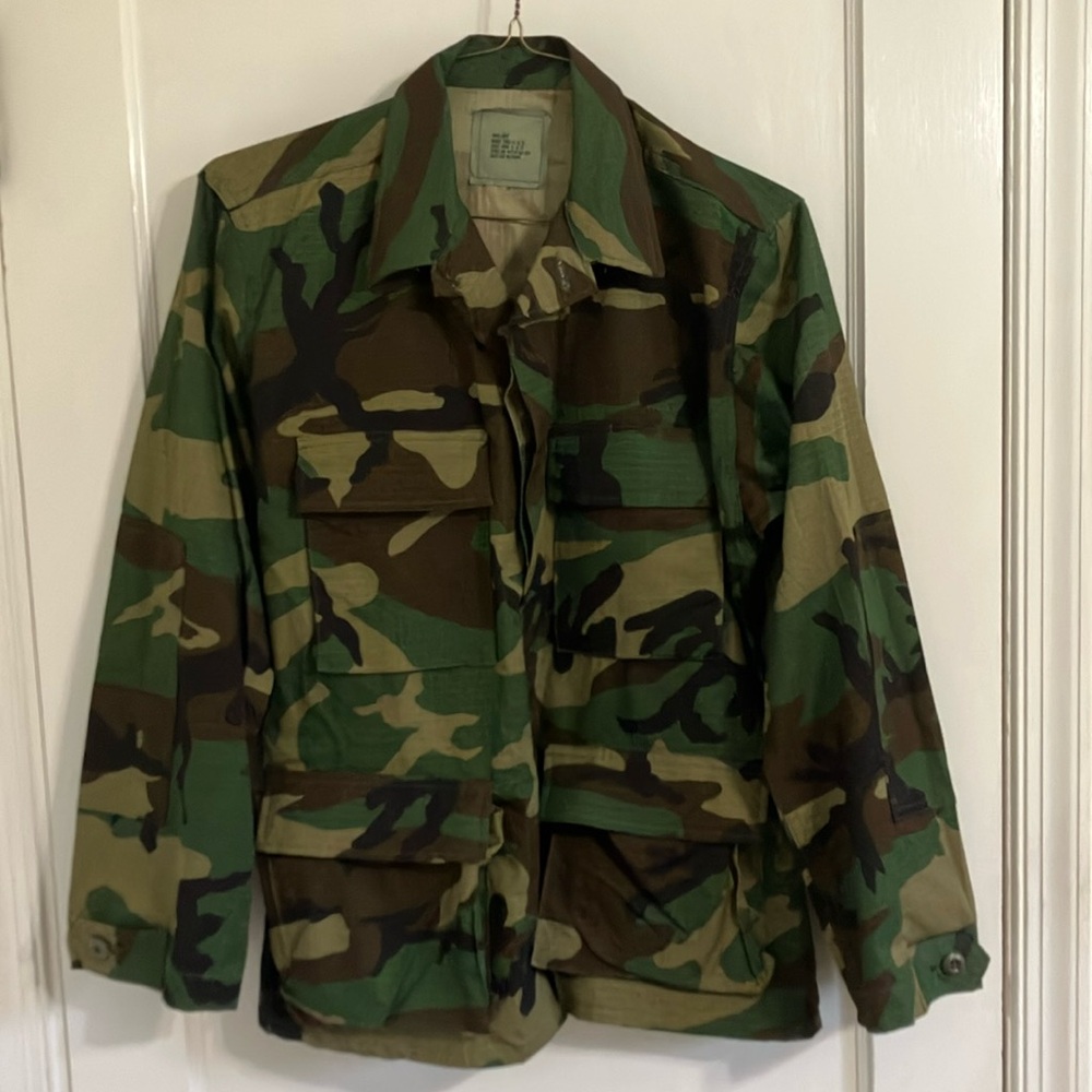 Combat woodland/hot weather camouflage jacket, size small short